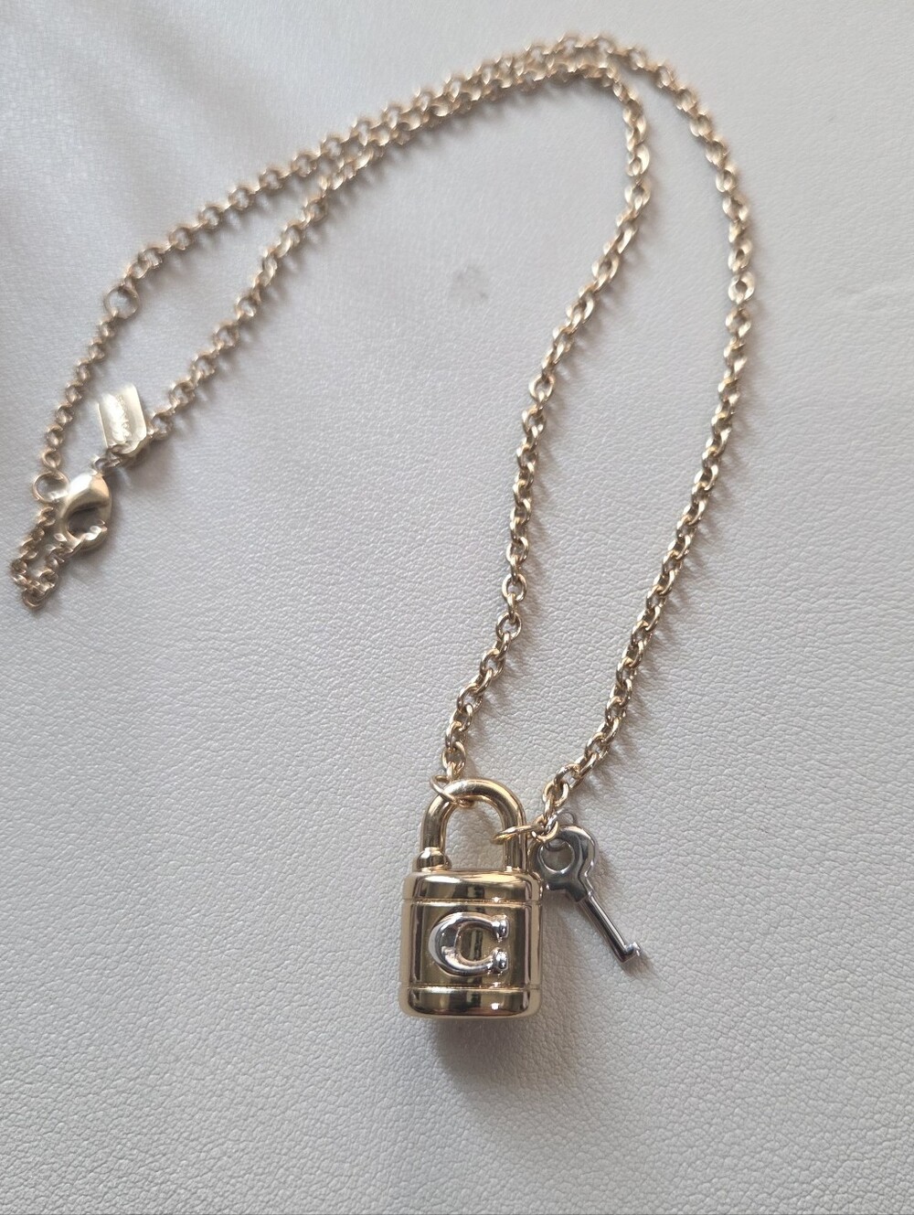 COACH Padlock Pendant Necklace with Key Charm